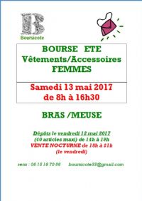 BOURSE ETE vêtements et accessoires FEMMES. Le samedi 13 mai 2017 à Bras sur Meuse. Meuse.  08H00